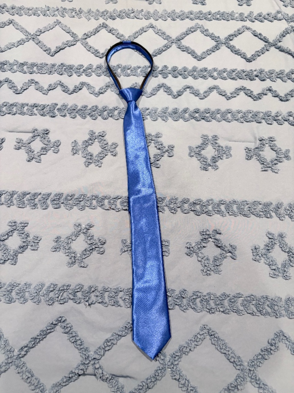 Men’s Royal Blue Satin Pre-Tied Zipper Necktie Adjustable Formal Tie